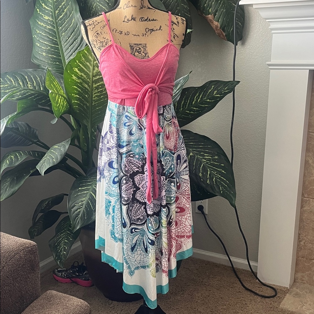 Pink and Multicolor Women's Dress
